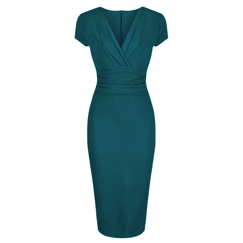 Fresh Bright Green Deep V-neck Flying Sleeve Ruffled A-line Birthday Homecoming Dress cc4100 main image 1