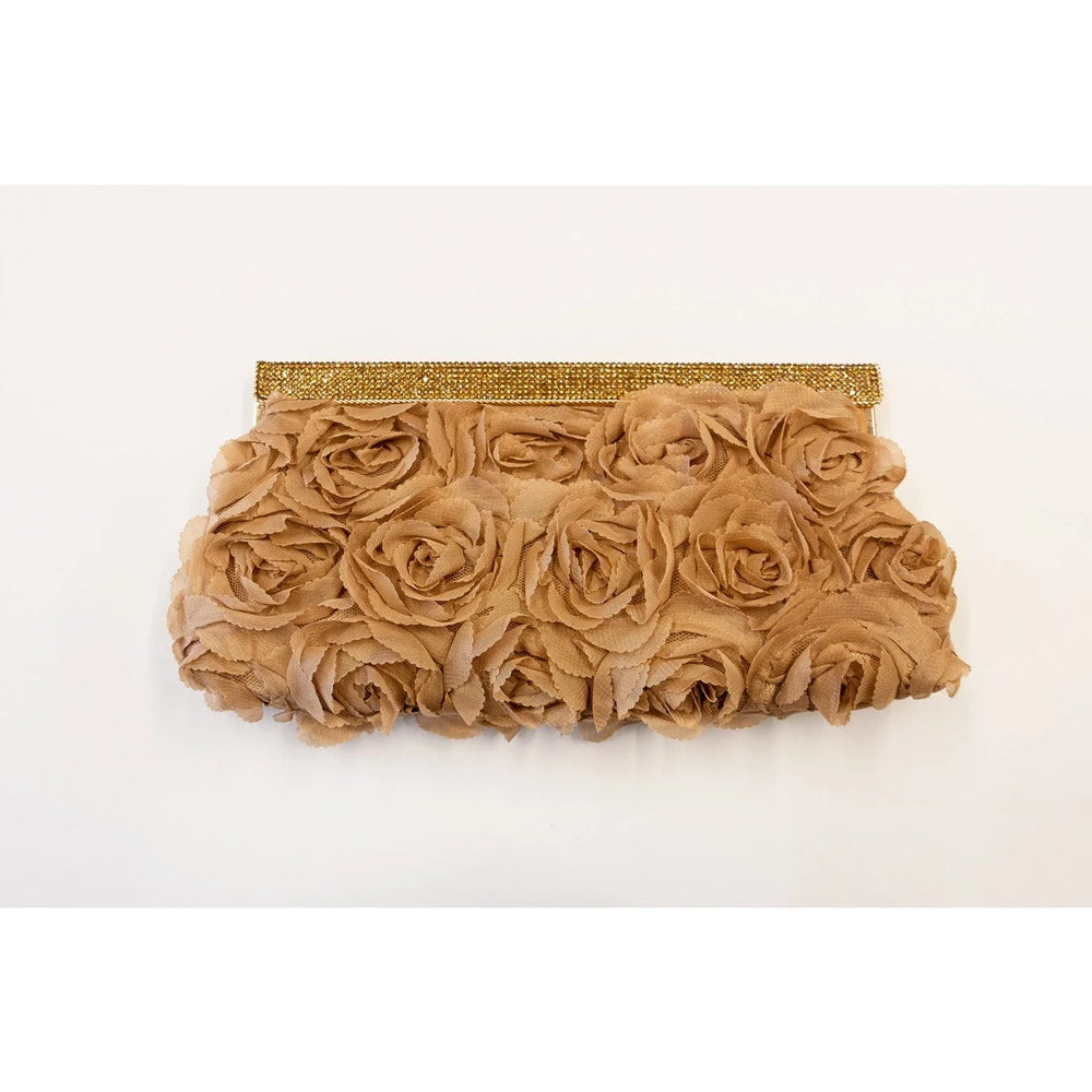 Nude Corsage Party Clutch Handbag With Chain