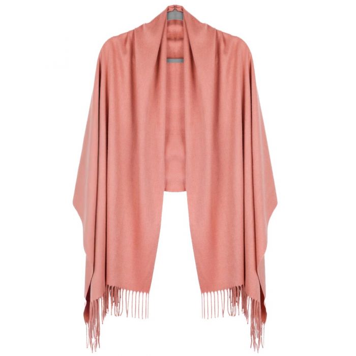 Coral Fringe Edged Pashmina Shawl