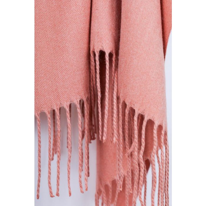 Coral Fringe Edged Pashmina Shawl