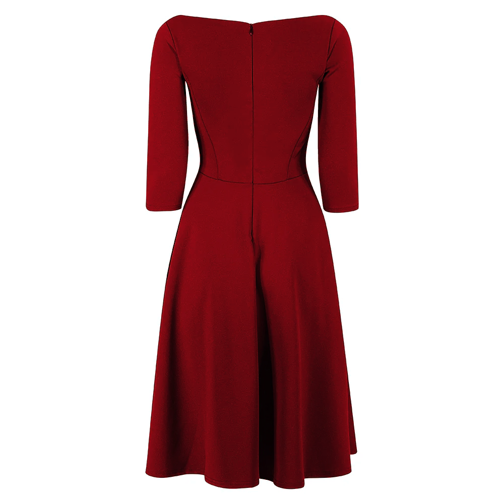 white christmas dresses Retro Audrey Hepburn 1950 Vintage Satin Midi Cocktail Black Dress main image 1