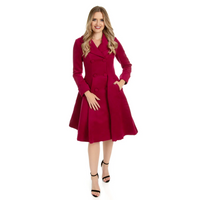 Wine Red Burgundy Vintage Inspired Classic Swing Coat - Pretty Kitty Fashion