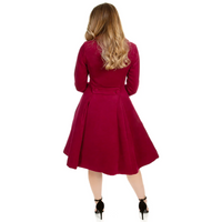 Wine Red Burgundy Vintage Inspired Classic Swing Coat - Pretty Kitty Fashion