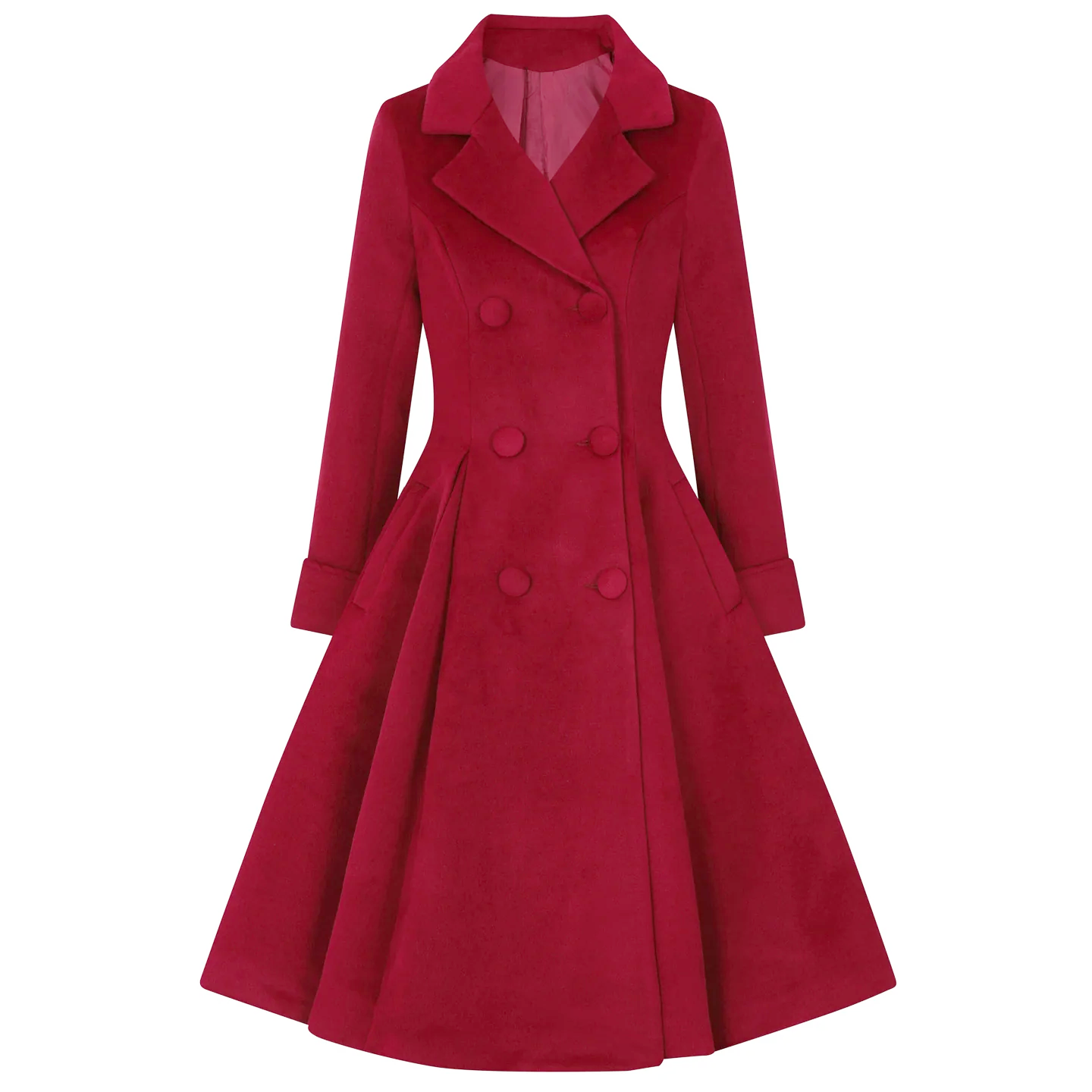 Wine Red Burgundy Vintage Inspired Classic Swing Coat - Pretty Kitty Fashion