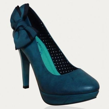 Teal Blue Platform High Heel Court Shoes