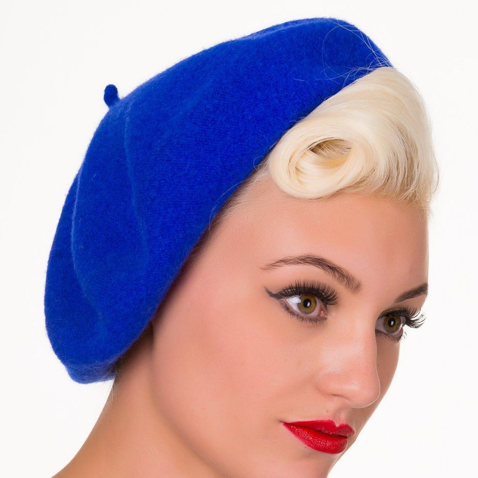 Royal  Blue Vintage Woolen Beret Hat