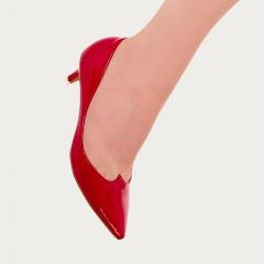 Red Patent Kitten Heel Pumps - Pretty Kitty Fashion