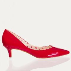 Red Patent Kitten Heel Pumps - Pretty Kitty Fashion
