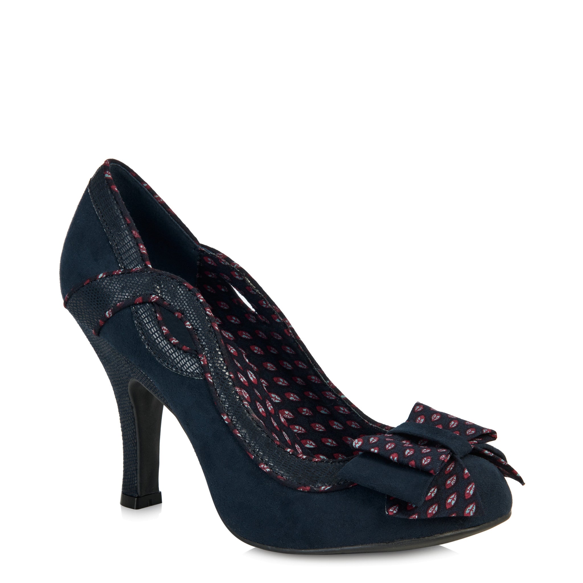 Ruby Shoo Navy Blue Bow Vamp High Heel Court Shoes - Pretty Kitty Fashion