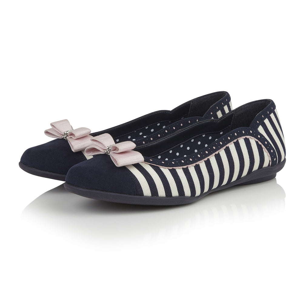 Ruby Shoo Vintage Navy Cream Stripe Lizzie Pumps - Pretty Kitty Fashion