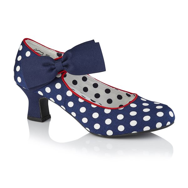 Ruby Shoo Navy Blue Polka Dot Bow Court Shoes - Pretty Kitty Fashion