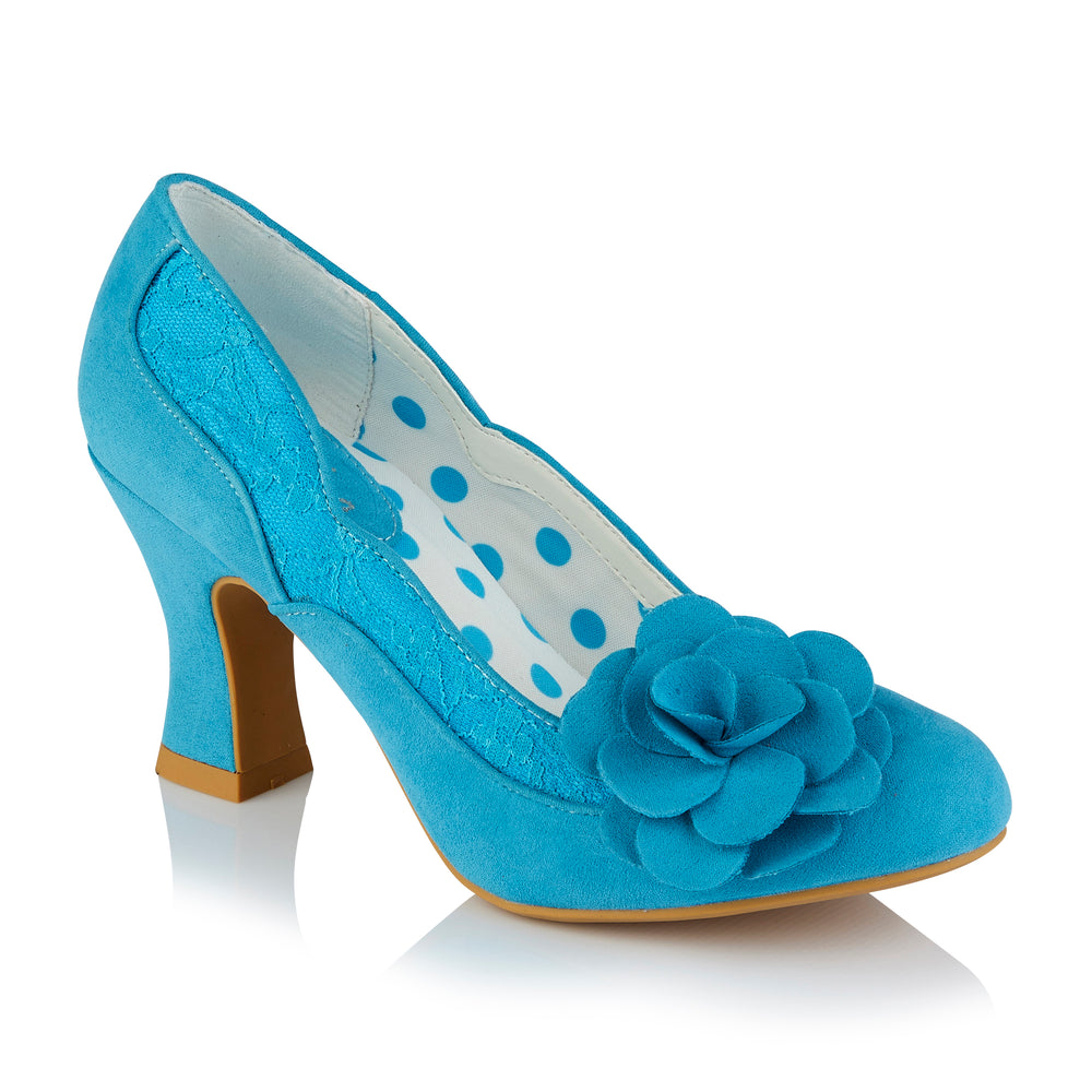 Ruby Shoo Chrissie Turquoise Heeled Corsage Court Shoes