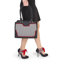 Ruby Shoo Black and White Stripe Red Ribbon Tie Court Shoes - Pretty Kitty Fashion