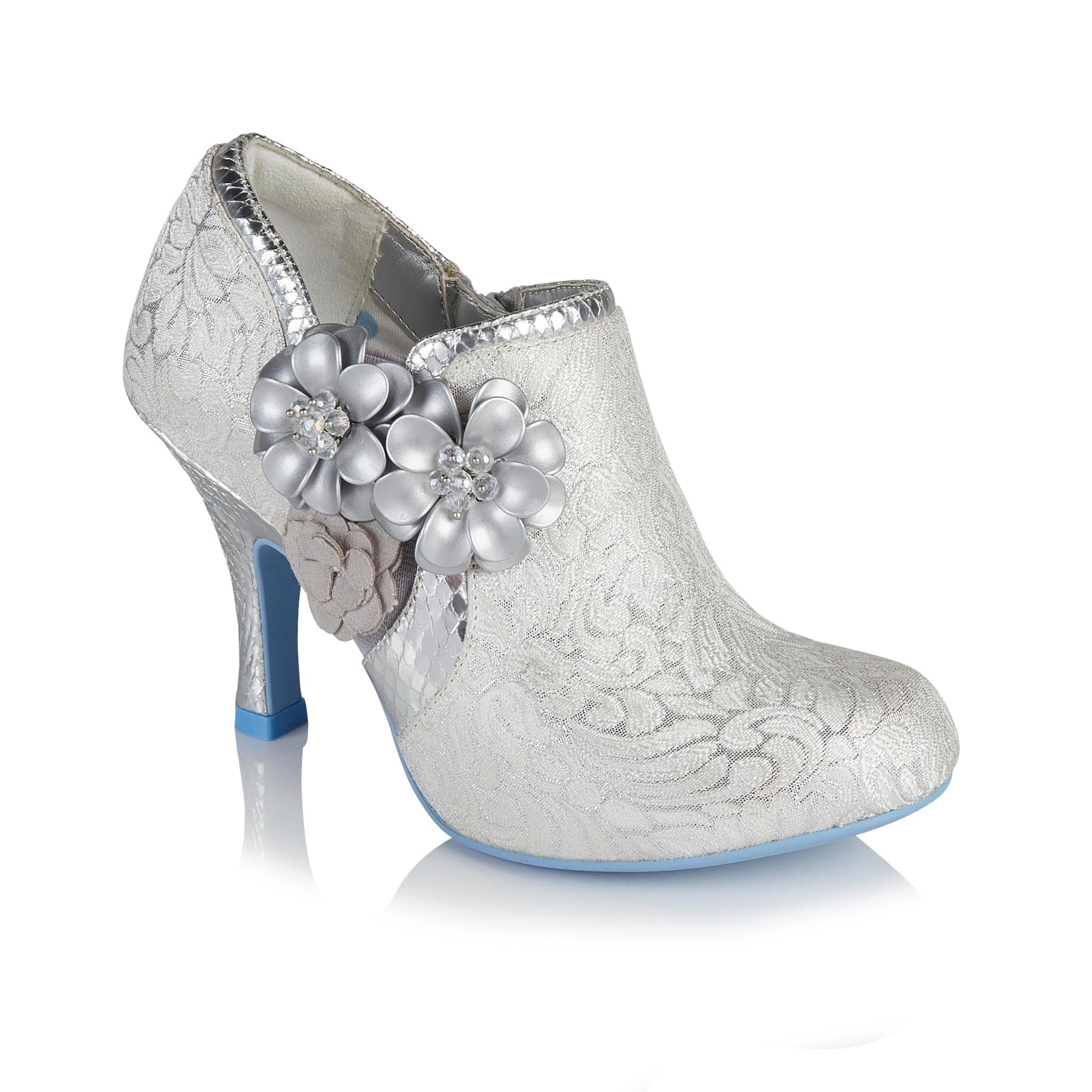 Ruby Shoo Electra White Silver Shoe Boot