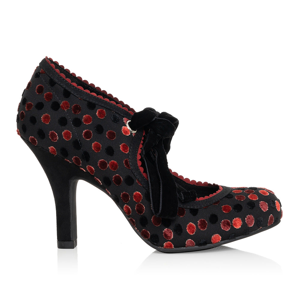 Ruby Shoo Willow Red Noir Ribbon Tie Court Shoes