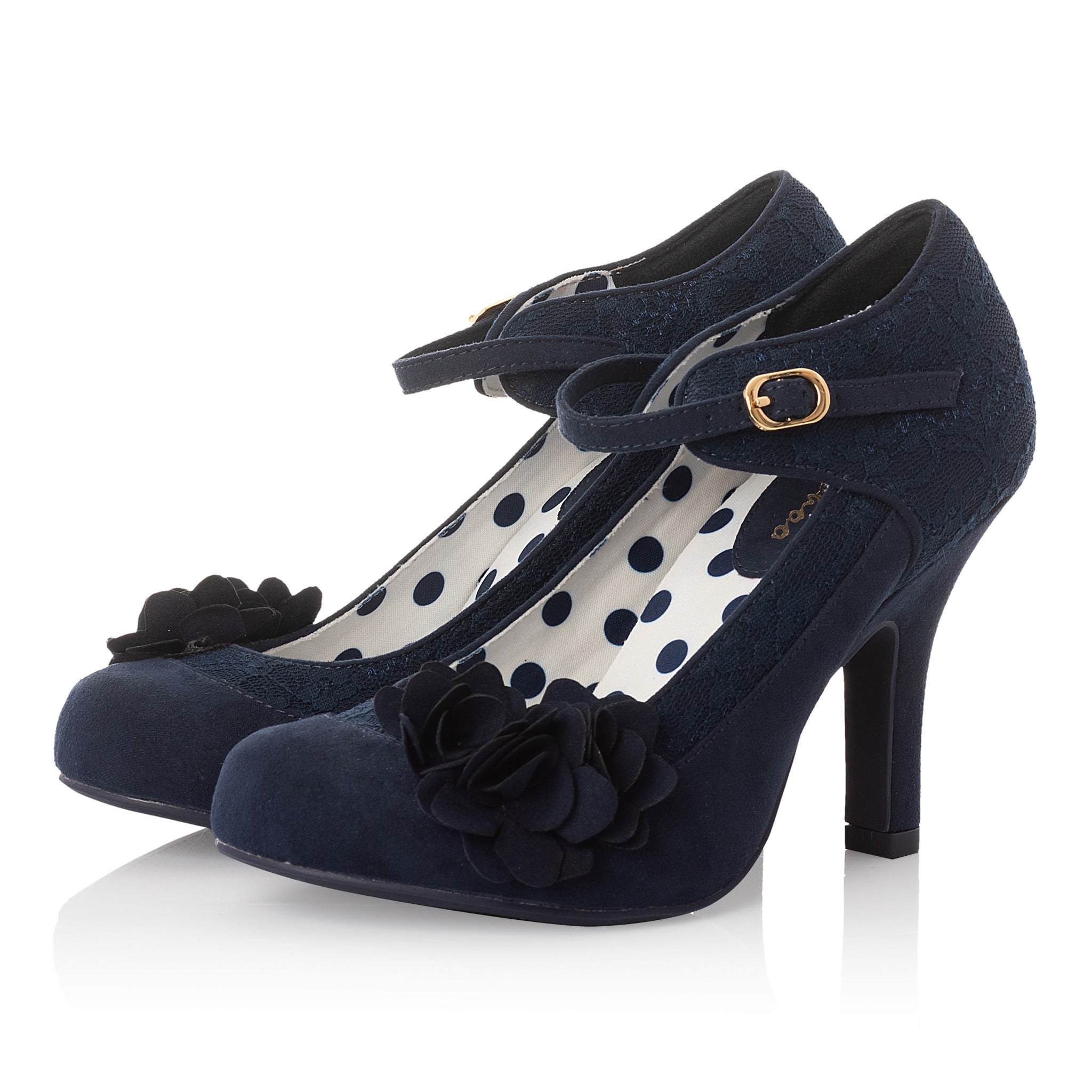 Ruby Shoo Melinda Navy Blue Corsage Stiletto Heels