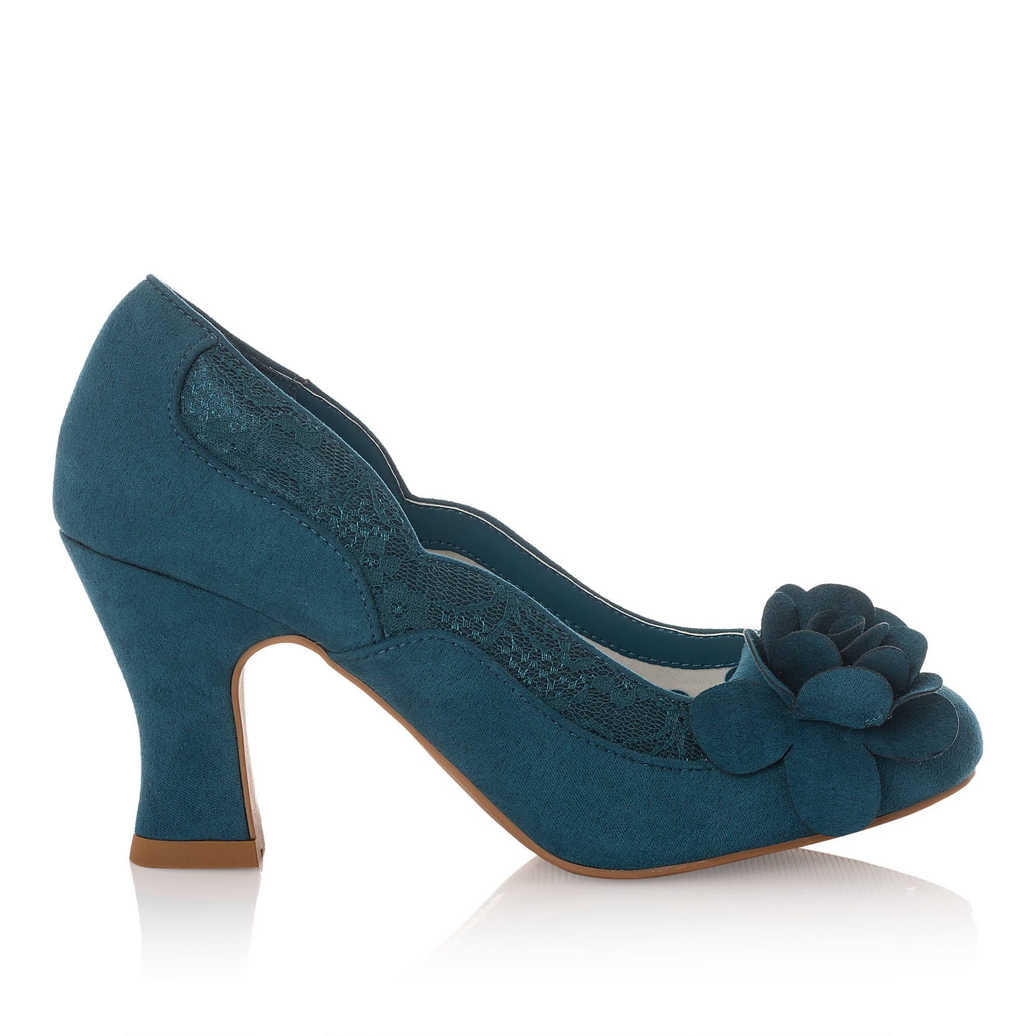 Ruby Shoo Chrissie Petrol Blue Heeled Corsage Court Shoes