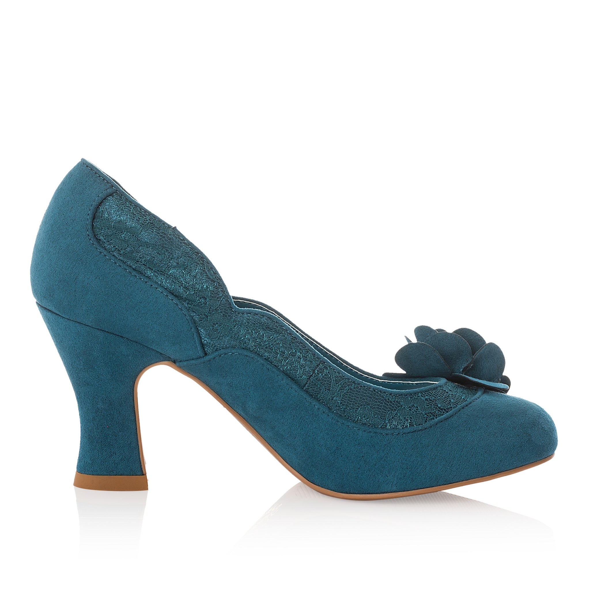 Ruby Shoo Chrissie Petrol Blue Heeled Corsage Court Shoes