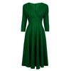 Emerald Green Vintage A Line Crossover 3/4 Sleeve Tea Swing Dress