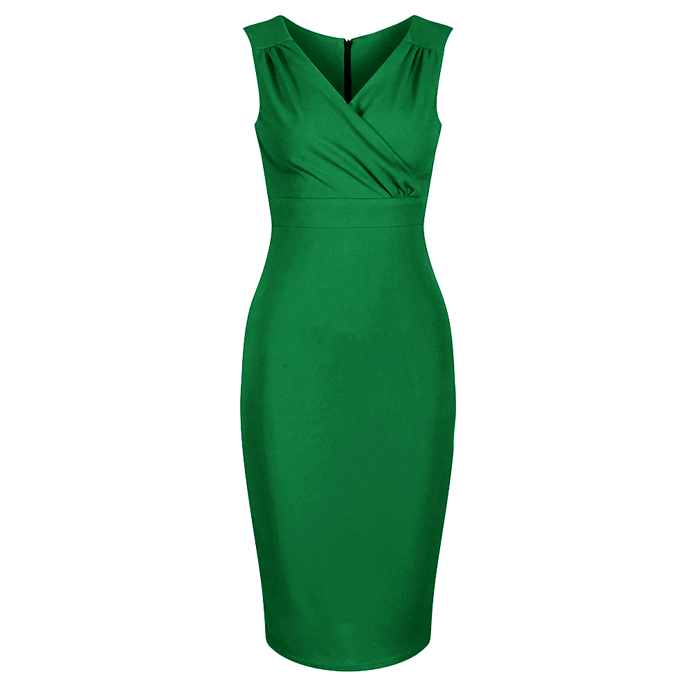 Emerald Green Sleeveless Crossover Top Bodycon Midi Dress