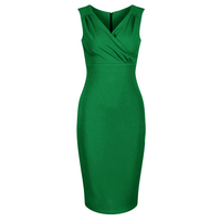 Emerald Green Sleeveless Crossover Top Bodycon Midi Dress – Pretty ...