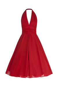 Red Chiffon Vintage Marilyn Monroe Style 50s Swing Dress - Pretty Kitty Fashion