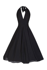 Black Chiffon Vintage Marilyn Monroe Style 50s Swing Dress - Pretty Kitty Fashion