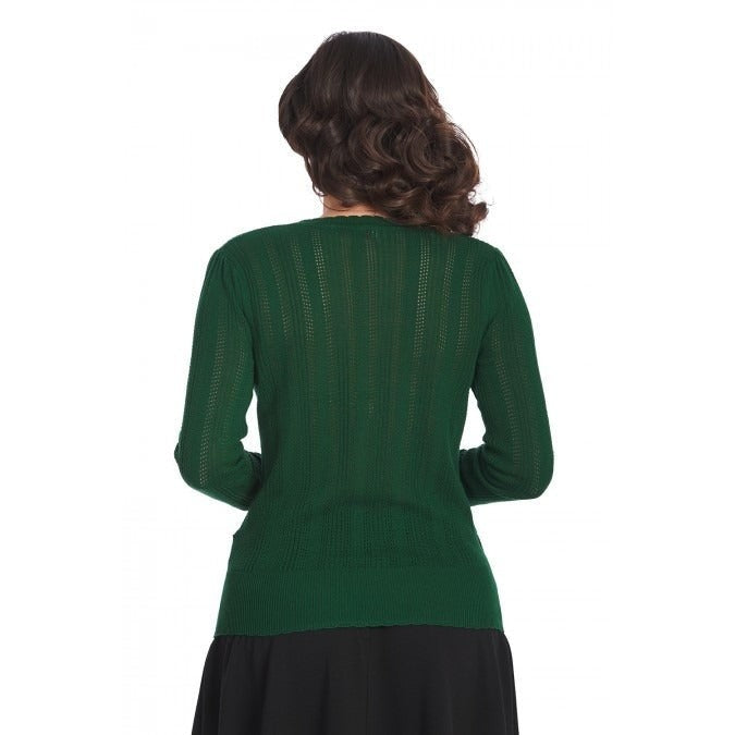 Green Vintage Long Sleeve Knitted Wrap Effect Top