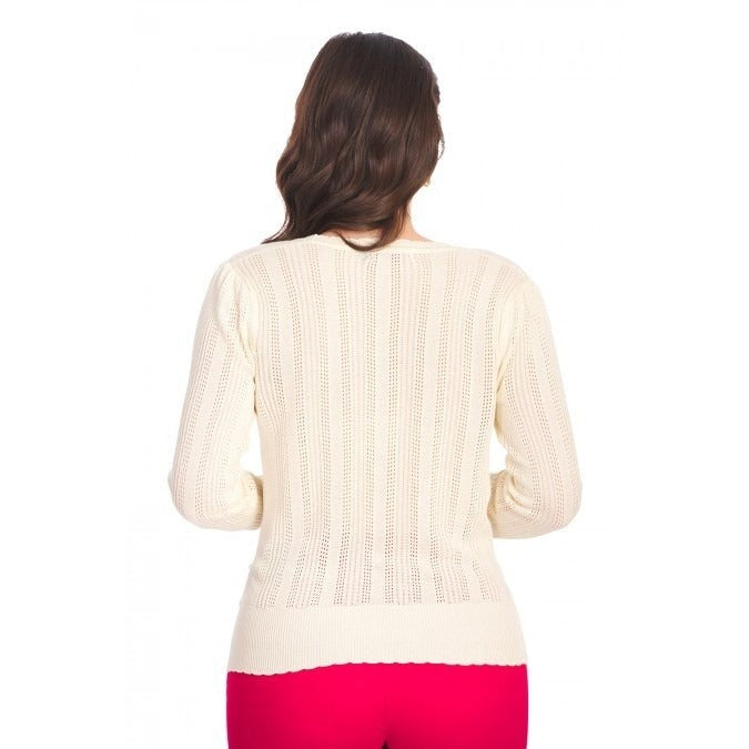 Off White Vintage Long Sleeve Knitted Wrap Effect Top