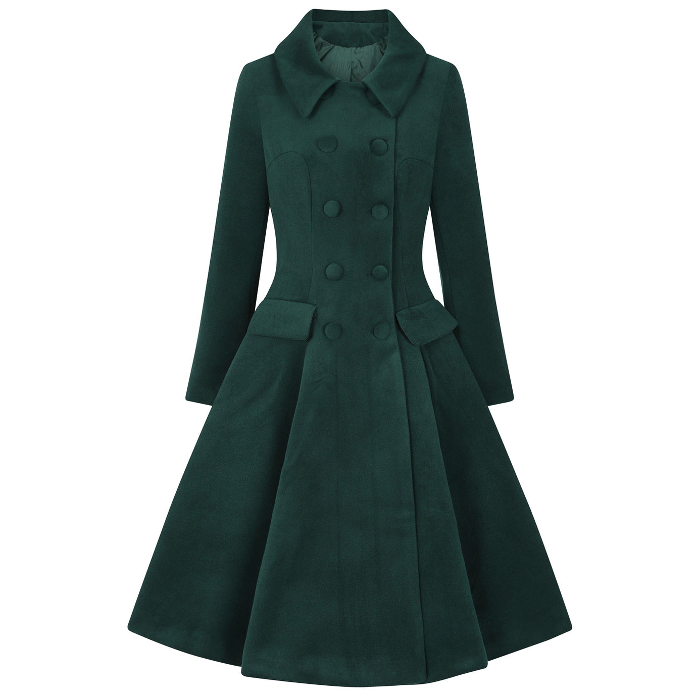 Emerald Green Vintage Inspired Classic Swing Coat - Pretty Kitty Fashion