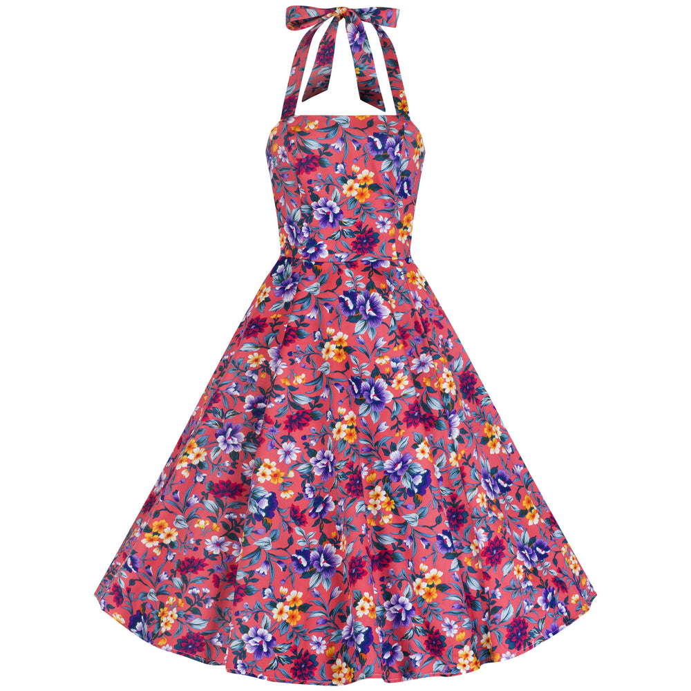 Pink Multi Floral Rockabilly Swing Dress - Pretty Kitty Fashion