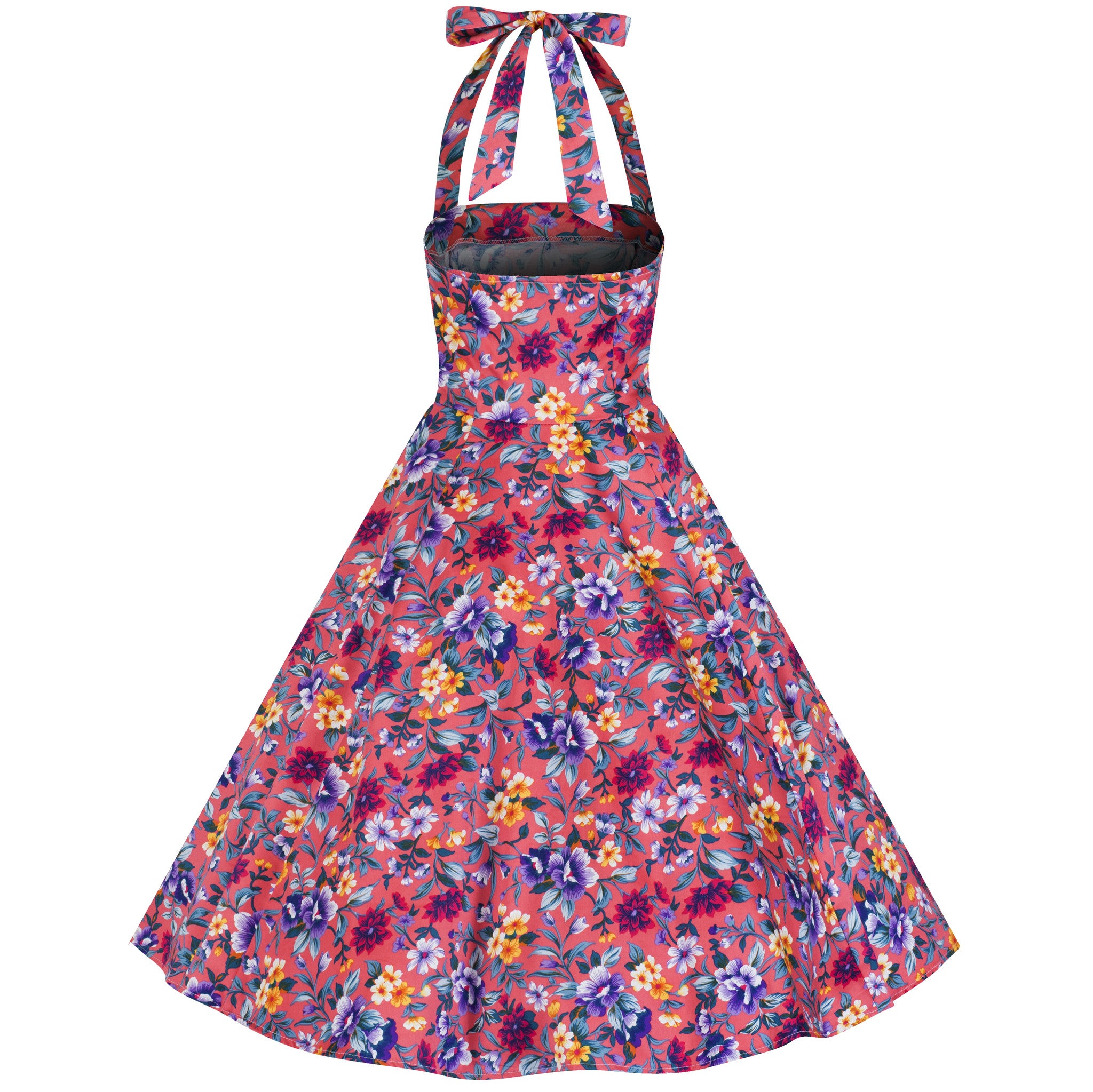 Pink Multi Floral Rockabilly Swing Dress - Pretty Kitty Fashion