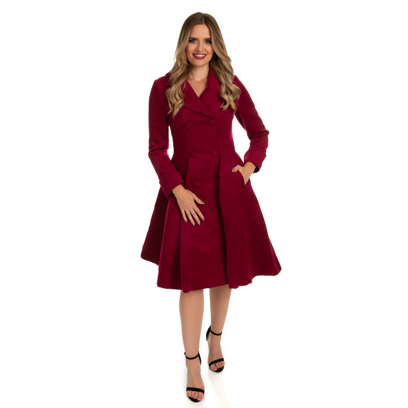 Wine Red Burgundy Vintage Inspired Classic Swing Coat – Pretty Kitty Fashion