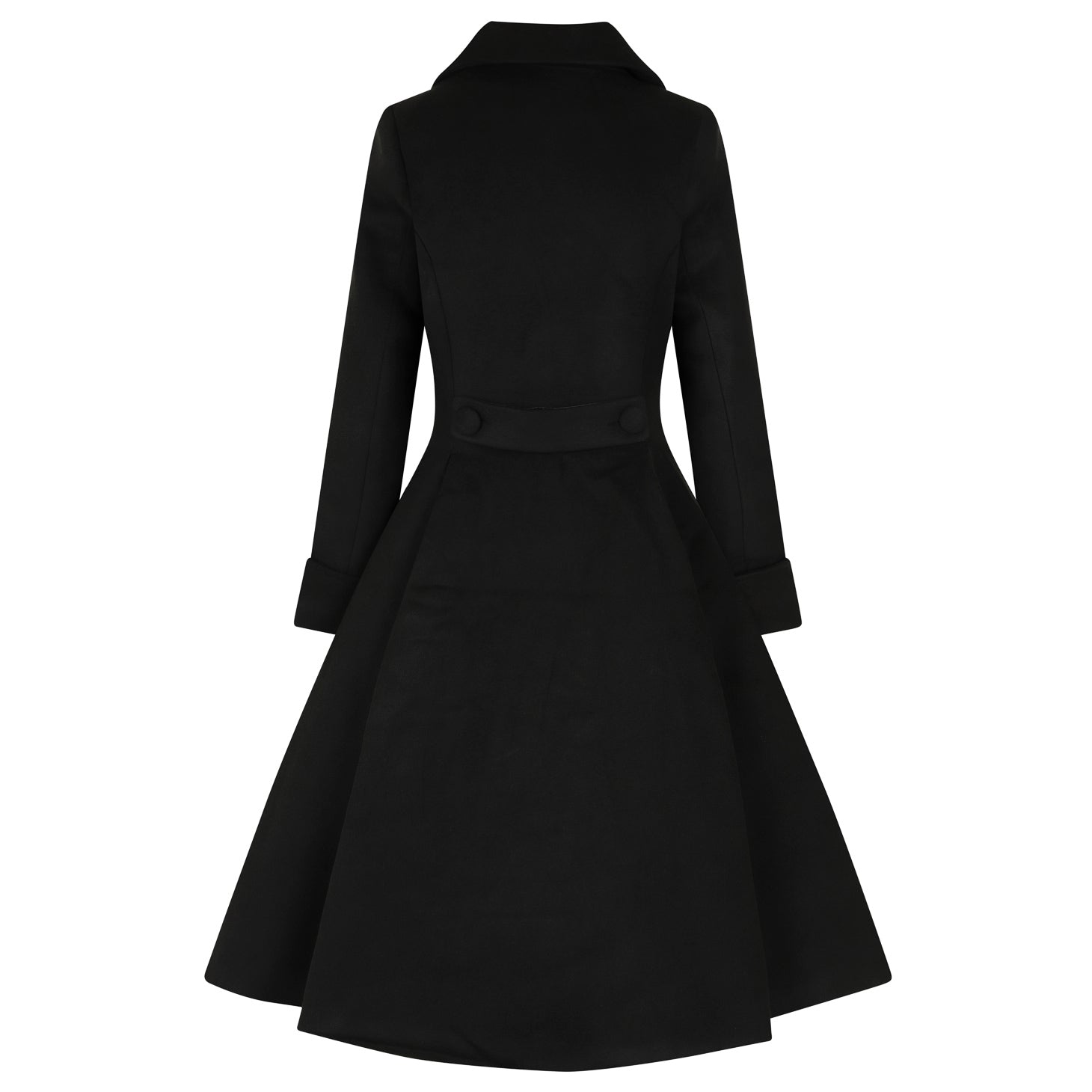 Black Vintage Inspired Classic Double Breasted Swing Coat – Pretty ...