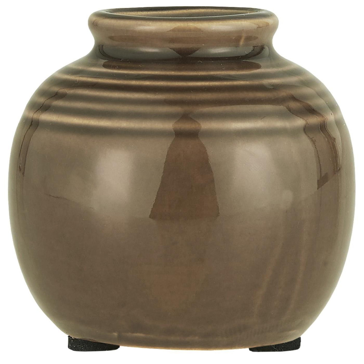 Mini Brown Ceramic Vase with Grooved Detail