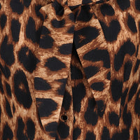 Leopard Print Tie Front Long Sleeve Blouse - Pretty Kitty Fashion