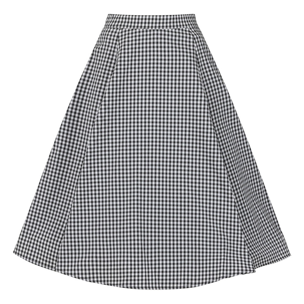 Black And White Gingham Rockabilly Swing Skirt - Pretty Kitty Fashion