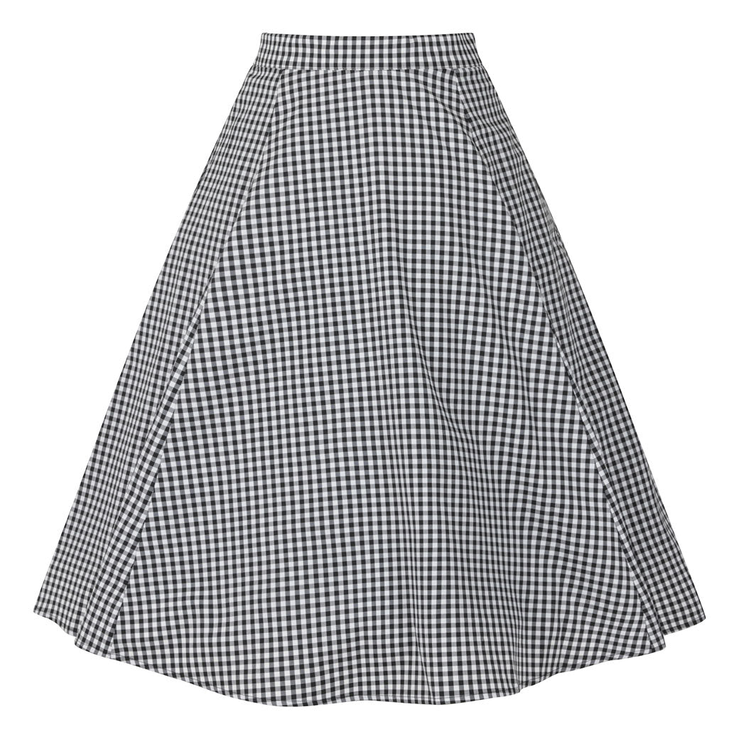 Black And White Gingham Rockabilly Swing Skirt - Pretty Kitty Fashion