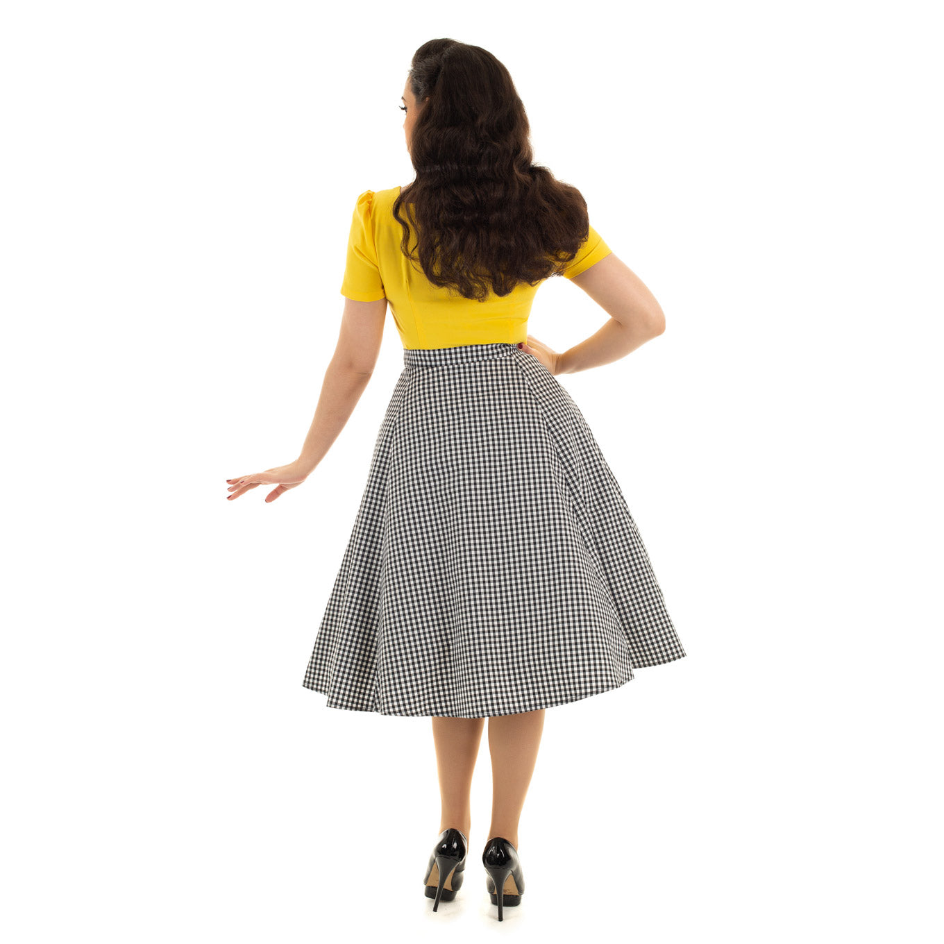 Black And White Gingham Rockabilly Swing Skirt - Pretty Kitty Fashion