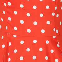 Red Orange And White Polka Dot 50s Audrey Swing Dress - Pretty Kitty Fashion