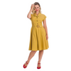 Mustard Yellow Polka Dot Fit & Flare Cap Sleeve Tea Dress