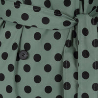 Sage Green and Black Polka Dot Trench Coat Jacket - Pretty Kitty Fashion