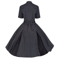 Black and White Polka Dot Retro 50s Swing Dress - Pretty Kitty Fashion