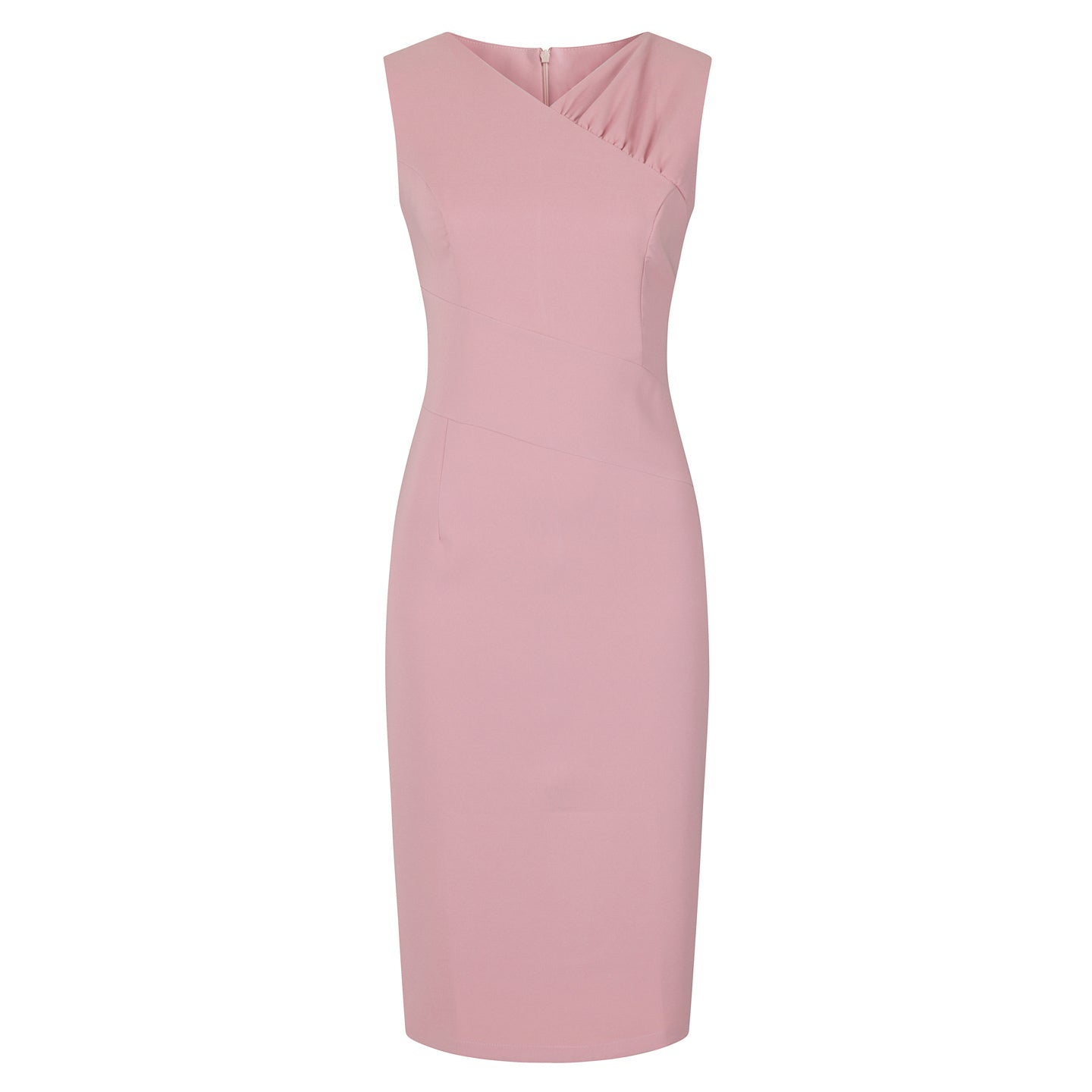 Pink Sleeveless V Neck Wiggle Summer Pencil Dress