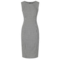 Black And White Gingham Check Wiggle Pencil Dress - Pretty Kitty Fashion