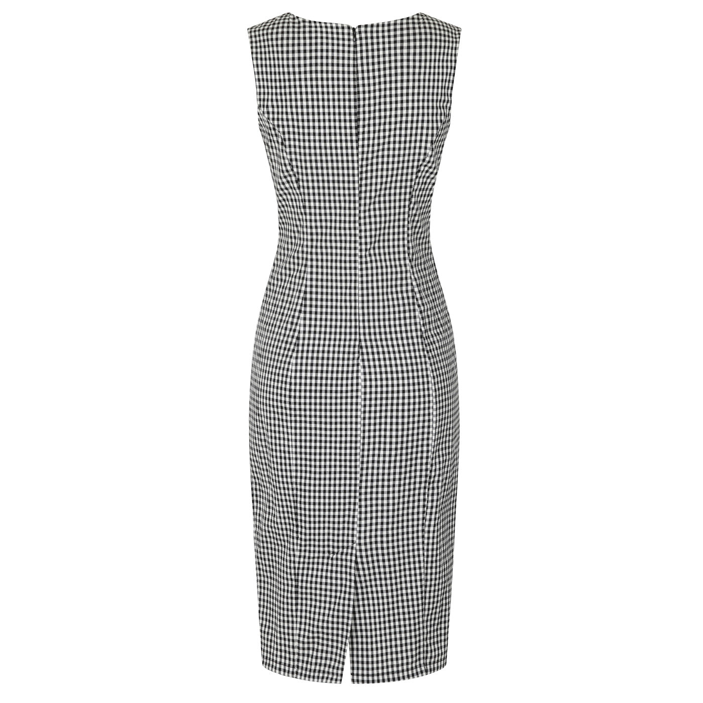 Black And White Gingham Check Wiggle Pencil Dress - Pretty Kitty Fashion