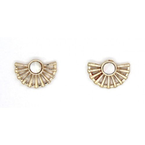 Gold And Mother Of Pearl Fan Shape Earrings