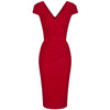 Red Capped Sleeve Bodycon Wiggle Dress - Pretty Kitty Fashion