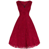 Jolie Moi Vintage Red Embroidered Lace Swing Bridesmaid Dress - Pretty Kitty Fashion