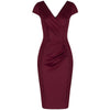 Wine Capped Sleeve Bodycon Wiggle Dress - Pretty Kitty Fashion